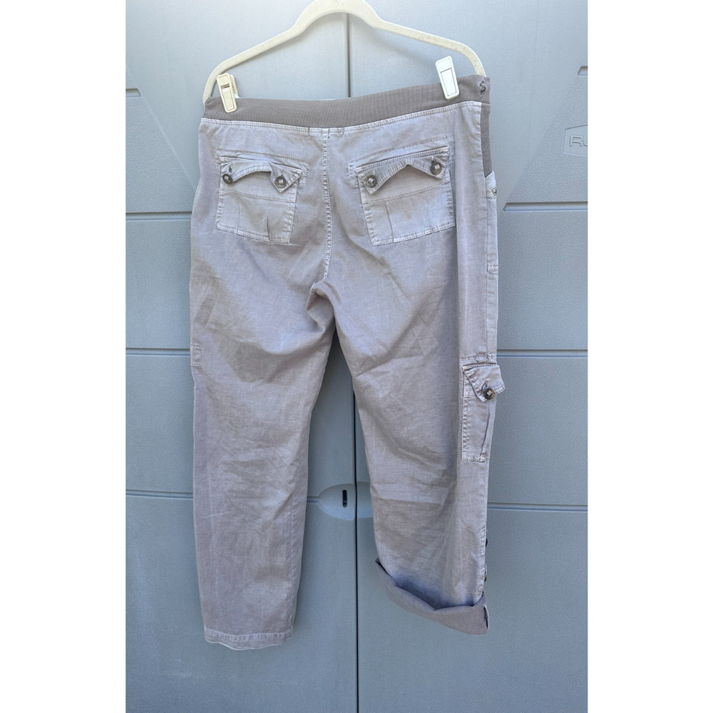 XCVI Women Beige Cargo Pants Drawstring Waist Utility Pockets Sz M Casual Street - Picture 6 of 11